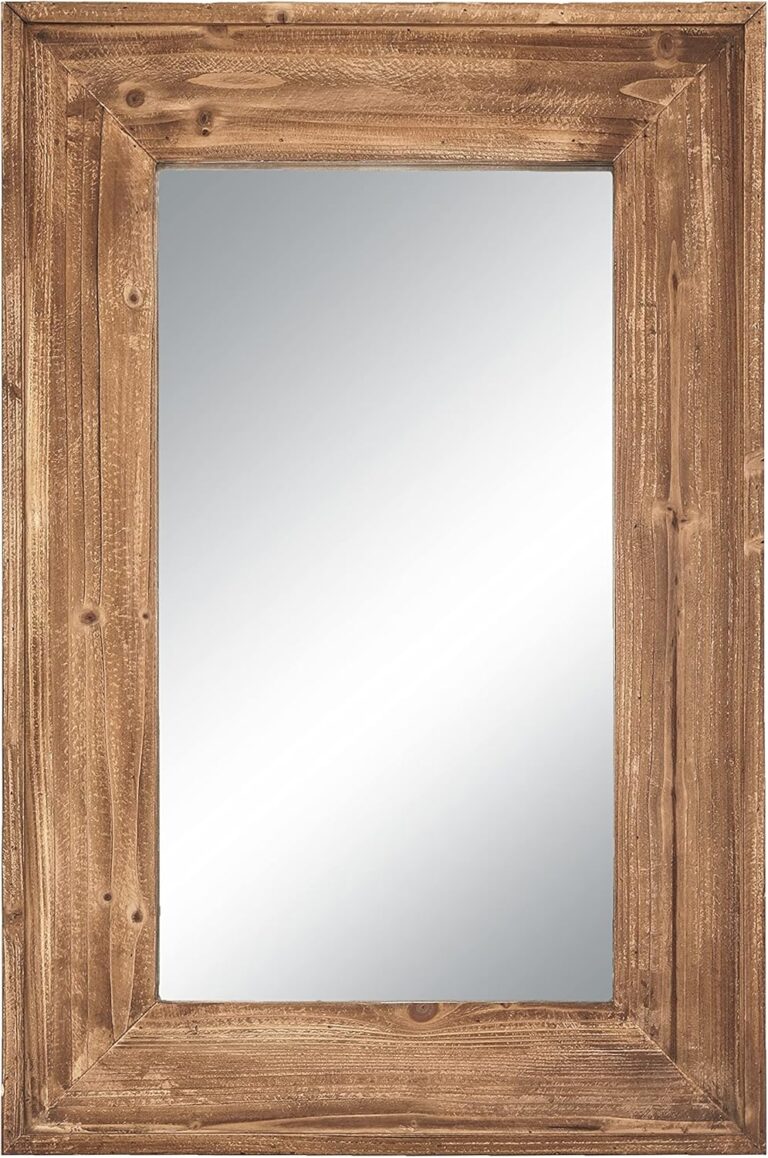 36 X 24 inch Wall Mount Wood Frame Bathroom Vanity Mirror Rustic Horizontal/Vertical Rectangle Mirror for Over Sink, Bedroom, Farmhouse Home Decor (Brown)
