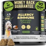 Googipet Dog Allergy Chews, Seasonal Dog Allergy Relief & Itchy Skin Relief, Skin & Coat Supplement +Bee Pollen, Colostrum, Coconut Oil, Probiotics, & Omega 3 Fish Oil for Dogs