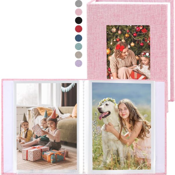 vivinin 2 Pack Photo Album 4x6, Linen Cover Photo Book, Small Photo Album Book for 36 Pockets Hold 72 Pictures, Picture Book for Photos Family Anniversaries Baby VacationsPink