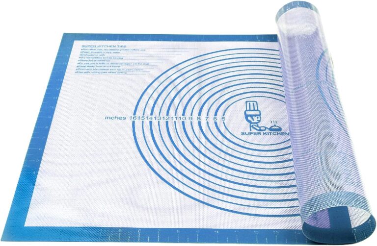 Nonstick Silicone Pastry Mat Extra Large with Measurements 28''By 20'' for Silicone Baking Mat, Counter, Dough Rolling,Fondant/Pie Crust By Folksy Super Kitchen (2028, Blue)