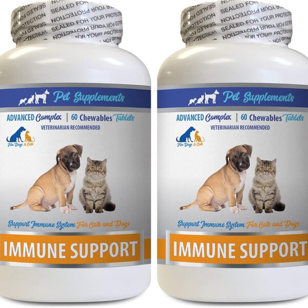 cat Immune Booster Treats - PET Immune Support - Dogs and Cats - VETS Choice - Chews - cat Immune Supplement - 2 Bottles (120 Treats)
