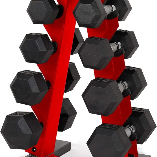 CAP Barbell 150 LB Coated Hex Dumbbell Weight Set with Vertical Rack | Multiple Options