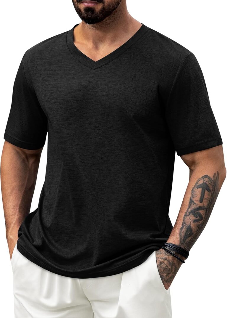 NIASHOT Mens T Shirts Short Sleeve Classic V Neck T-Shirt Casual Summer Basic Tee Shirt