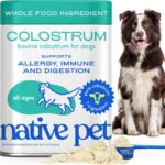 Native Pet Colostrum for Dogs  Bovine Colostrum Powder  Allergy Relief, Immune Support & Itchy Skin Treatment  Dog Multivitamins for Skin & Gut Health  Puppy Milk Replacement & Prebiotic -120 ct.