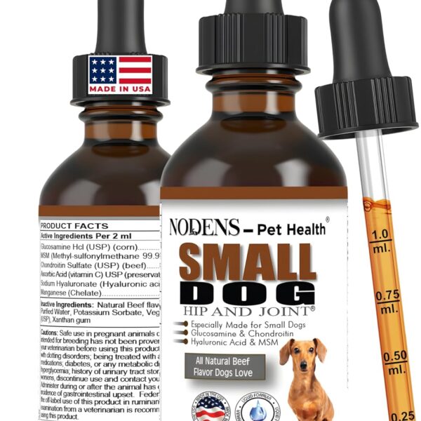 NODENS Small Dog Hip and Joint Liquid Glucosamine for Dogs  Small Dog Joint Supplement for Senior Dog Pain Relief Anti-inflammatory for Improved Joint Flexibility & Mobility 2oz