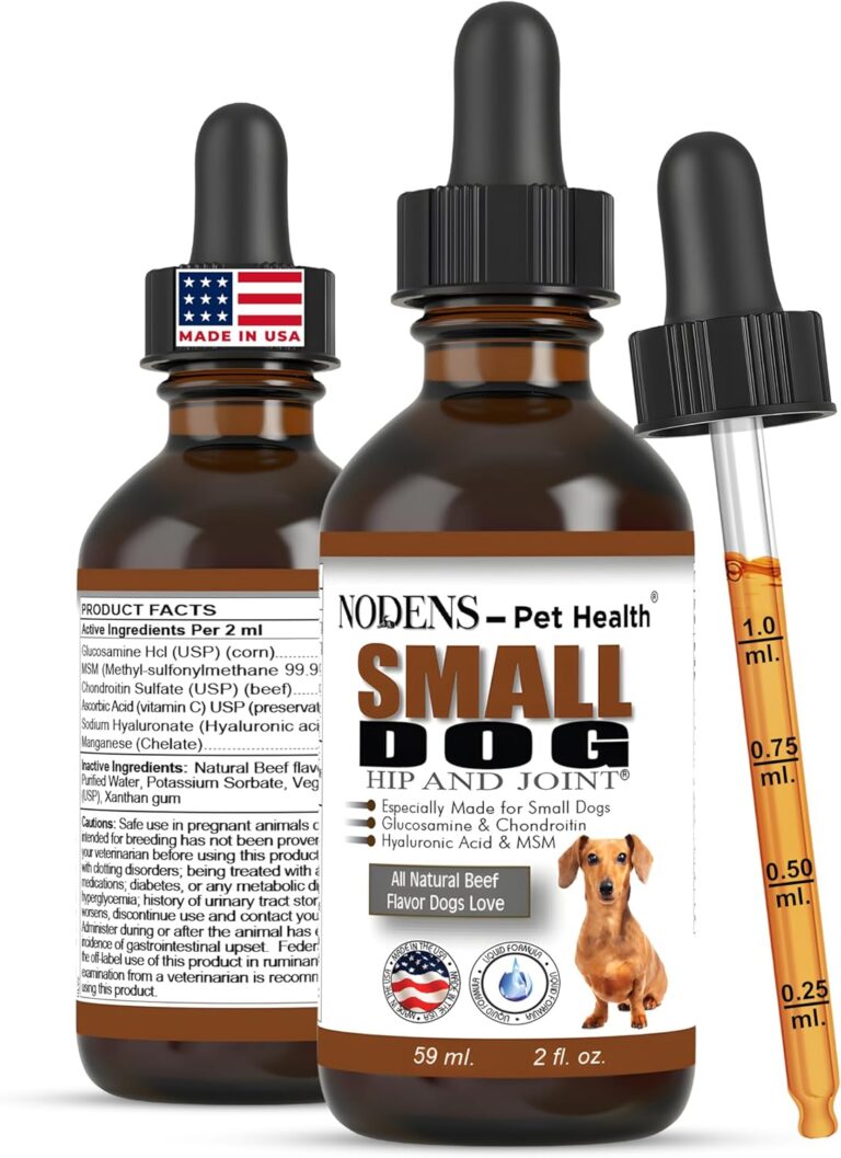 NODENS Small Dog Hip and Joint Liquid Glucosamine for Dogs  Small Dog Joint Supplement for Senior Dog Pain Relief Anti-inflammatory for Improved Joint Flexibility & Mobility 2oz