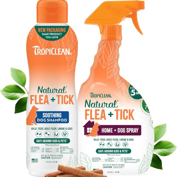 Natural Flea & Tick Soothing Shampoo & Bedding Spray Bundle | Dog Shampoo | Flea & Tick Treatment Protects & Repels | Made in The USA