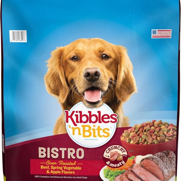 Kibbles 'n Bits Bistro Dry Dog Food, Oven Roasted Beef, Spring Vegetable & Apple Flavors for Adult Dogs, 45 lb. Bag