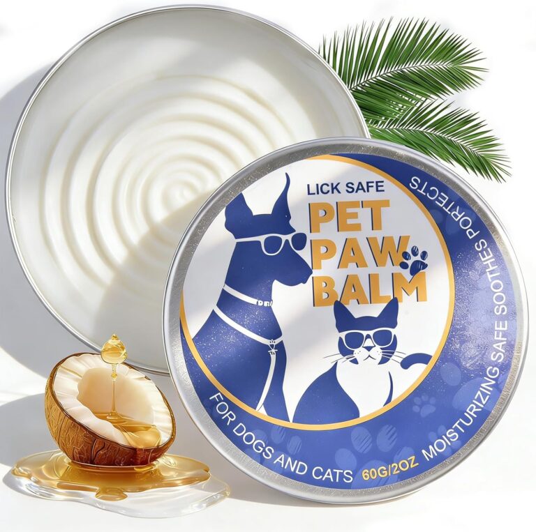 Dog Paw Balm Lick-Safe Paw Balm for Dogs & Cats, Natural Moisturizer with Organic Coconut Oil Quickly Nourishes and Repairs Dry, Cracked Paws and Nose