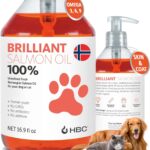 Salmon Oil for Dogs - Healthy Skin & Coat, All Natural Norwegian Fish Oil Food Supplement for Pets, Omega 3 EPA DHA, Ideal for Shedding, Allergy, Itching, Dry Skin, Joint & Bone Health - 16.9 Oz