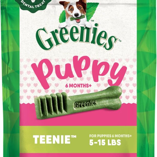 Greenies Dog Treats Veterinarian-Recommended Natural Dental Puppy Treats Teenie Size, 6 oz. Pack, 22 Count
