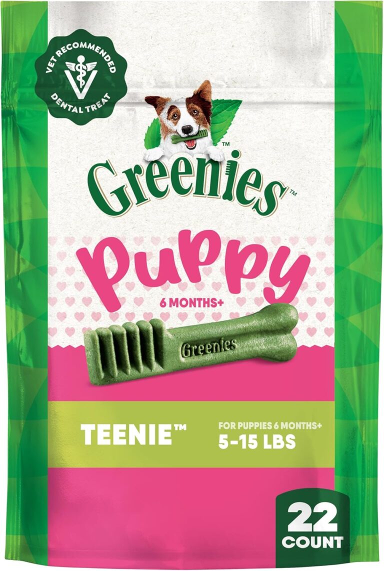 Greenies Dog Treats Veterinarian-Recommended Natural Dental Puppy Treats Teenie Size, 6 oz. Pack, 22 Count