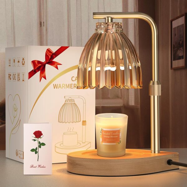 Birthday Gifts for Women Candle Warmer Lamp with Adjustable Height, Timer & Dimmer, Birthday Gifts for Women, Elegant Gift Box & Greeting Card, Candle Lamp with 2 Bulbs for Home Decor/Bedroom/Office
