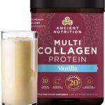 Ancient Nutrition Collagen Peptides Powder, Multi Collagen Protein, Women & Men, Vitamin C, Probiotics, Hydrolyzed Collagen, Supports Skin, Joints, Gut Health, Vanilla, 45 Servings