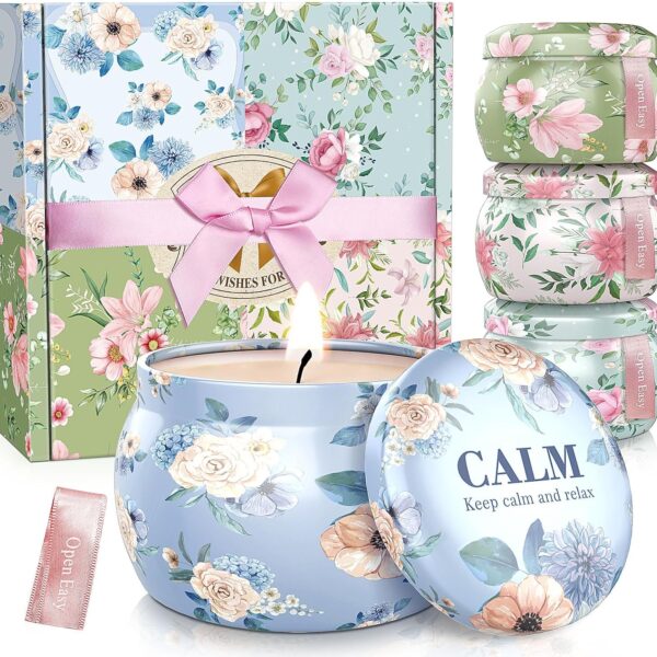 BlissfulOasis Scented Candles Set, 17.6 oz 4 Pack Home Scented Candles, 100-120 Hours Candle Set for Men and Women, Long Lasting Soy Wax Aromatherapy Gift for Birthday, Valentine's Day, Mother's Day