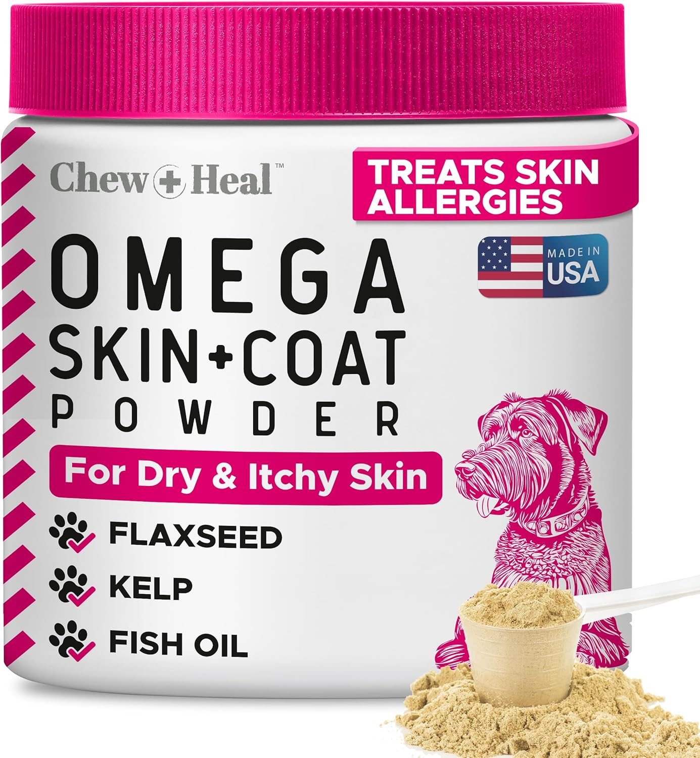 Omega 3 Powder for Dogs - 5.4 oz of Dog Powder Supplement for Skin and Coat - Made with Omega 3, 6, and 9 Fatty Acids, Biotin, and Vitamin C - Made in The USA Omega 3 Powder for Dogs - 5.4 oz of Dog Powder Supplement for Skin and Coat - Made with Omega 3, 6, and 9 Fatty Acids, Biotin, and Vitamin C - Made in The USA