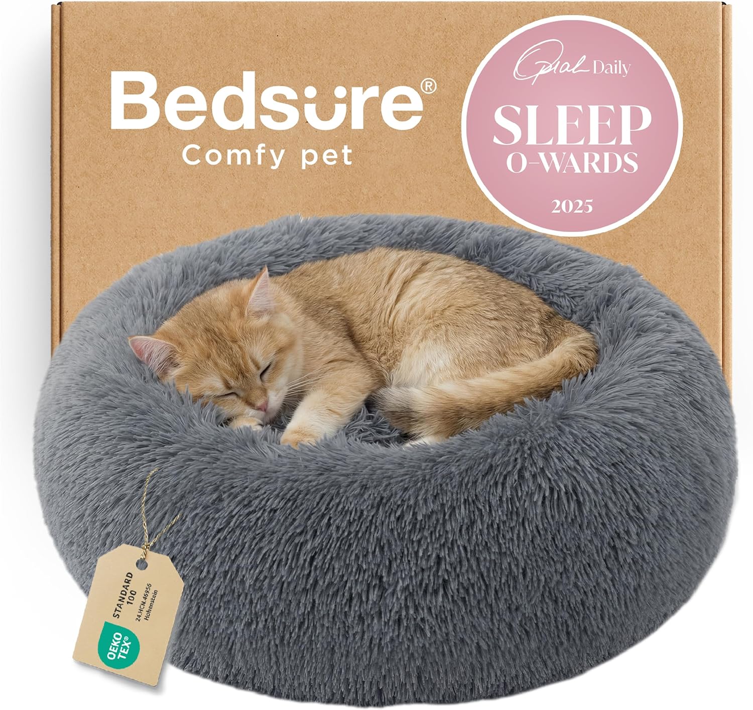 Bedsure Calming Cat Beds for Indoor Cats - Small Cat Bed Washable 20 inches, Anti-Slip Round Fluffy Plush Faux Fur Pet Bed, Fits up to 15 lbs Pets, Dark Grey Bedsure Calming Cat Beds for Indoor Cats - Small Cat Bed Washable 20 inches, Anti-Slip Round Fluffy Plush Faux Fur Pet Bed, Fits up to 15 lbs Pets, Dark Grey