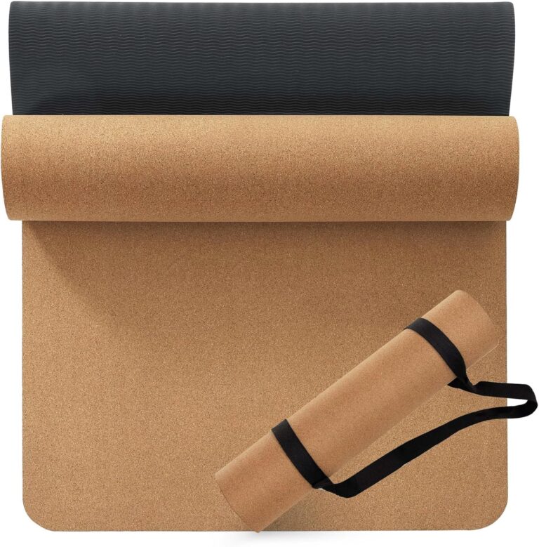 Premium Cork Yoga Mat 1/4 & 2/5 Inch Thick 72 x 26 in, Thick Cork and TPE Non Slip Yoga Mats for Women Men, Sweat Proof Eco-friendly, Great for Hot Yoga & Workouts