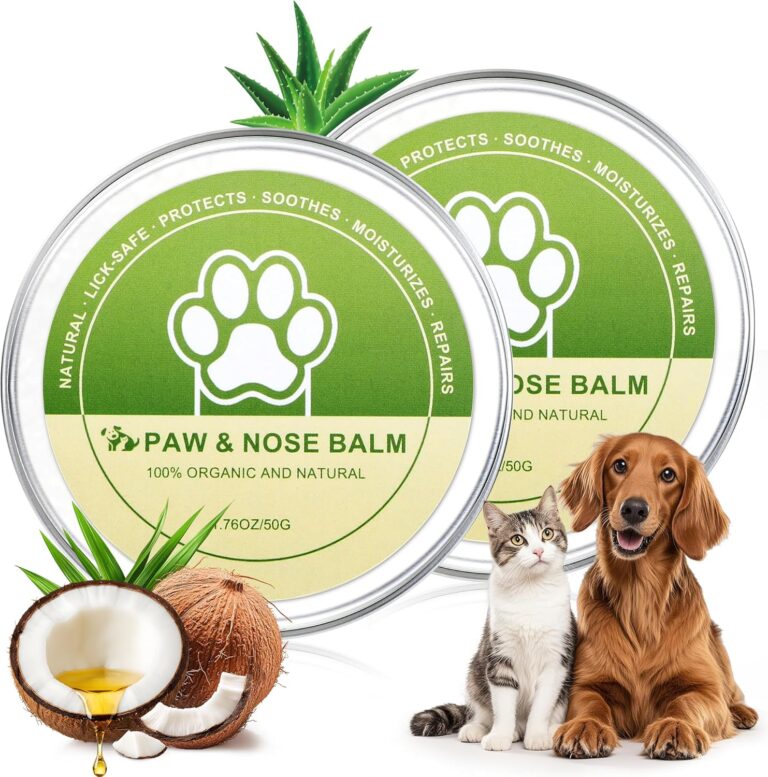 2 Pack Dog Paw & Nose Balm, Lick-Safe Dog Cat Paw Nose Balm with Coconut Oil, All-Natural Moisturizer & Soother for Pet Dry, Cracked Pads and Noses, Snout Soother for Dogs Cats Pets (50 g/1.7 oz)