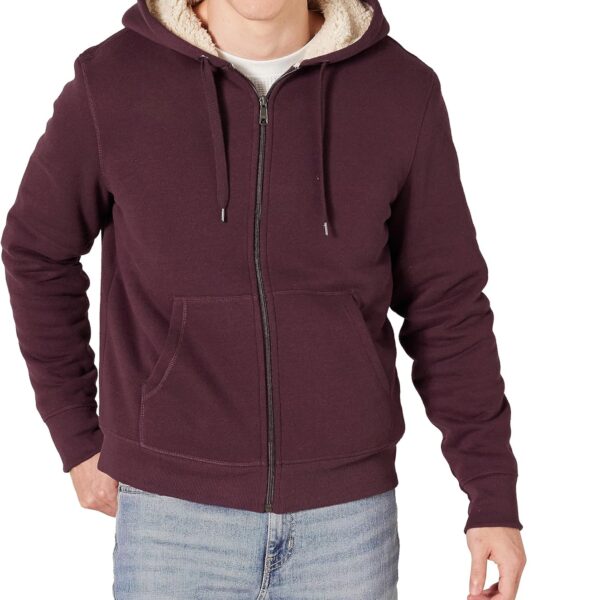 Amazon Essentials Men's Sherpa-Lined Full-Zip Fleece Hoodie Sweatshirt