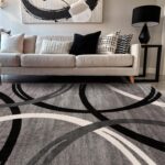 Rugshop Wavy Circles Design Area Rug, Fade-Resistant Carpet for Living Room, Dining Room, or Bedroom, Gray, 5'3" x 7'3"