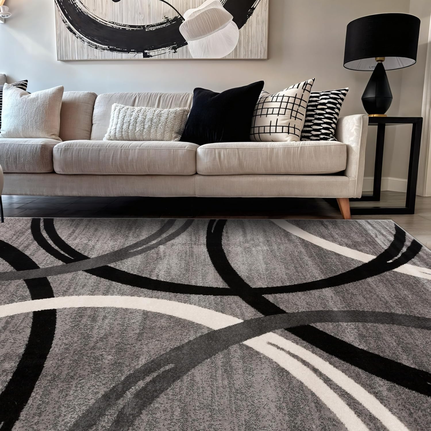 Rugshop Wavy Circles Design Area Rug, Fade-Resistant Carpet for Living Room, Dining Room, or Bedroom, Gray, 5'3" x 7'3" Rugshop Wavy Circles Design Area Rug, Fade-Resistant Carpet for Living Room, Dining Room, or Bedroom, Gray, 5'3" x 7'3"