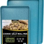 casaWare 3pc Ultimate Commercial Weight Cookie Sheet Set, Two 15 x 10-Inch Pans, One 13 x 9-Inch-Inch Pan (Blue Granite)