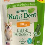 Nylabone Nutri Dent Dog Dental Chews - Natural Dog Teeth Cleaning & Breath Freshener - Dental Treats for Dogs - Fresh Breath Flavor, Small (64 Count)