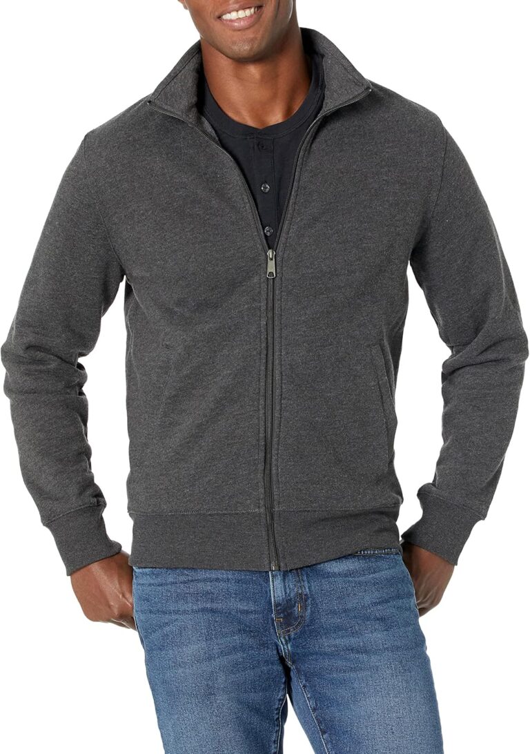 Amazon Essentials Men's Fleece Zip Up Mock Neck Sweatshirt, Midweight, Regular Fit