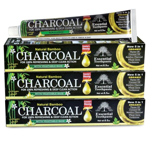 Organic Bamboo Charcoal Toothpaste 100% Natural Teeth Whitening 3 Pack Oral Care - 6.5 oz