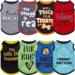 Saintrygo 8 Pieces Dog Shirts Pet Printed Clothes with Funny Letters Summer Pet T Shirts Cool Puppy Breathable Dog Outfit Soft Sweatshirt Cats(Classic Pattern,Small)