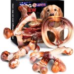 4-Pack Dog Chew Toys for Aggressive Chewers, Indestructible Nylon Bones with Bacon Flavor, Tough Durable Teeth Cleaning Chew Dog Toy for Large Medium Small Breeds