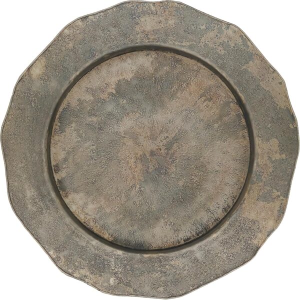 Elegant Hammered Metal Charger Plate with Scallop Edge (Set of 4)