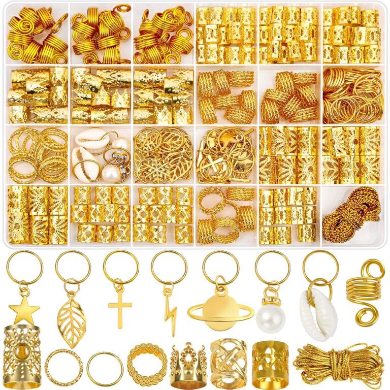 Lucomb 259 Pcs Hair Jewelry, Hair Accessories for Braids Silver Loc Jewelry for Hairs Dreadlocks Braid Jewelrys Hairs Cuffs Clips Dreadlock Accessories for Women's Loc Charms Rings Decoration