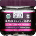 Gaia Herbs Black Elderberry (Sambucus nigra) Extra Strength Gummies - Delicious Immune Support Supplement* - Certified Organic Black Elderberries for Immune System Support* - 80 Gummies (40 Servings)