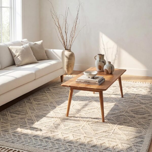 nuLOOM 5x8 Ansley Moroccan Tassel Area Rug, Light Grey, High-Low Textured Bohemian Design, Plush High Pile, Stain Resistant, For Bedroom, Living Room, Hallway, Entryway