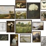 LANCHI95 15 Pcs Vintage Wall Art Decor, Vintage Posters for Room, Vintage Art Prints, Moody gallery wall art, Wall Print for Bedroom, Eclectic French Country Botanical Painting (Unframed)