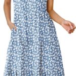 ANRABESS Women's Summer Casual Short Sleeve V Neck Midi Dresses 2026 Spring Flowy A-line Tiered T Shirts Boho Beach Dress