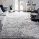 SAFAVIEH Area Rug 8x10 - Berber Shag Collection - Large - Grey Blue & Cream, Non-Shedding & Easy to Clean, Ideal for Living Room, Bedroom, Dining Space (BER219G)