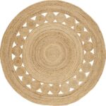 SAFAVIEH Area Rug 3' Round - Natural Fiber Collection - Natural Brown, Handmade Jute, Boho Farmhouse Braided Design (NF364A)