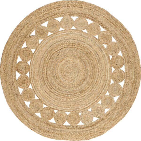 SAFAVIEH Area Rug 3' Round - Natural Fiber Collection - Natural Brown, Handmade Jute, Boho Farmhouse Braided Design (NF364A)