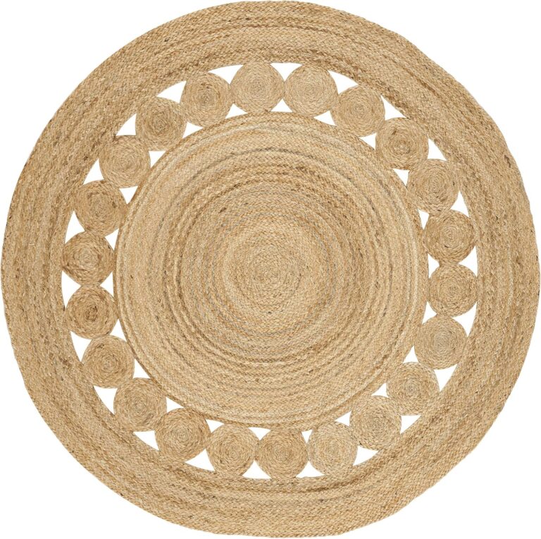 SAFAVIEH Area Rug 3' Round - Natural Fiber Collection - Natural Brown, Handmade Jute, Boho Farmhouse Braided Design (NF364A)
