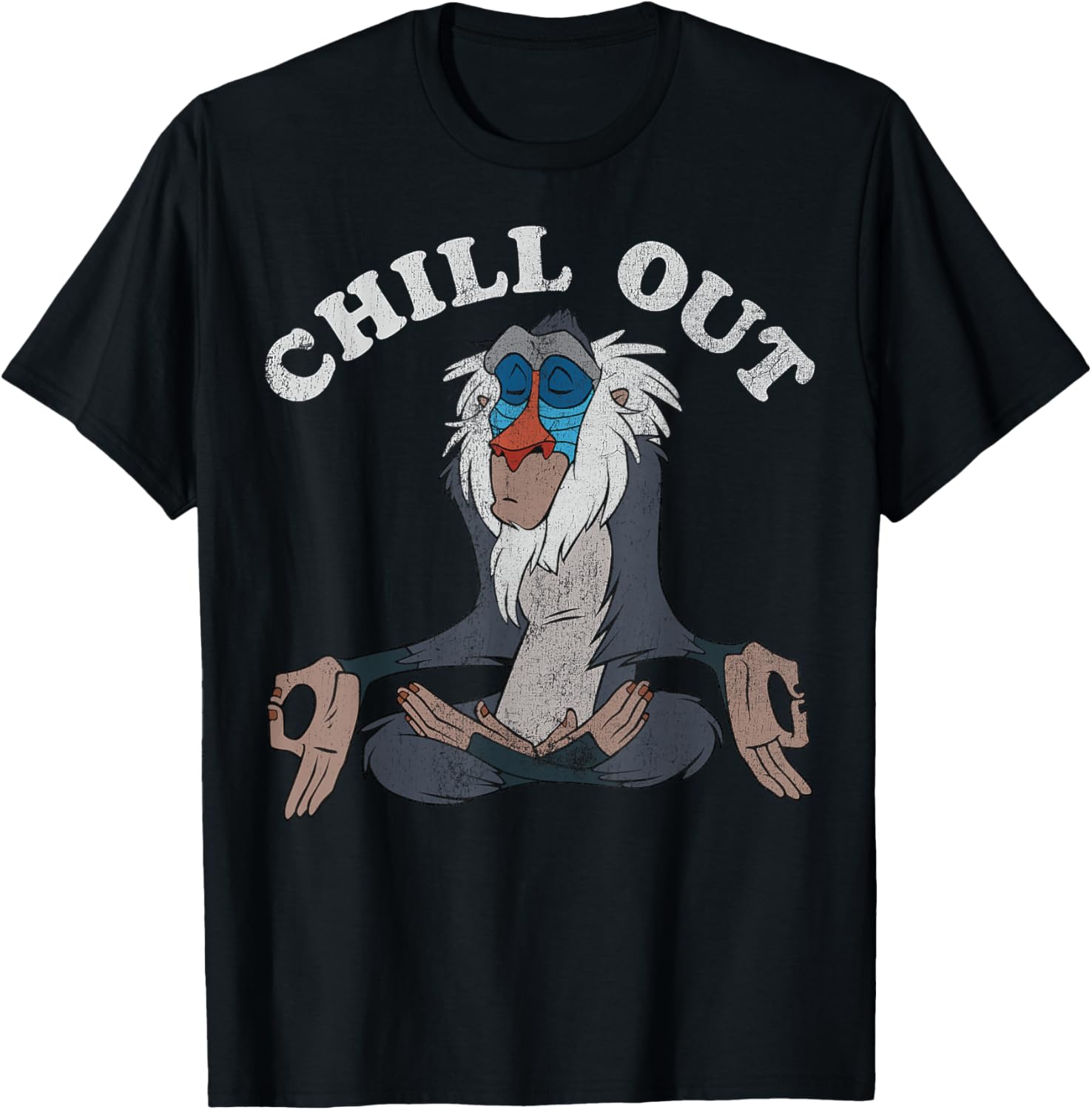 Disney Lion King Rafiki Chill Out Meditation Graphic T-Shirt Disney Lion King Rafiki Chill Out Meditation Graphic T-Shirt