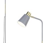 LALISU Floor Lamp, Industrial Floor Lamps for Living Rooms Rustic Farmhouse Reading Standing Floor Lamp Adjustable Metal Heads Indoor Task Lighting for Living Room Bedroom Office Home Dcor (Grey)