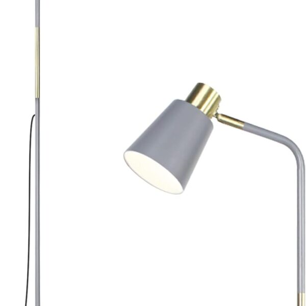 LALISU Floor Lamp, Industrial Floor Lamps for Living Rooms Rustic Farmhouse Reading Standing Floor Lamp Adjustable Metal Heads Indoor Task Lighting for Living Room Bedroom Office Home Dcor (Grey)