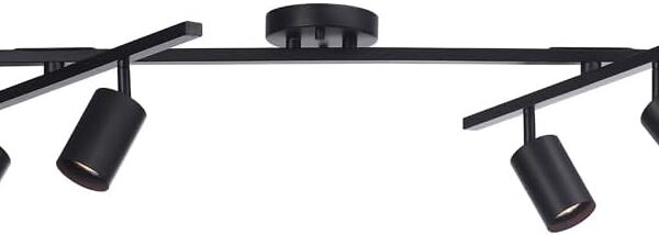 Globe Electric 59463 6-Light Track Lighting, Matte Black Finish, Center Swivel Bars, Adjustable Heads, Dimmable, GU10 Base, Modern Industrial Design