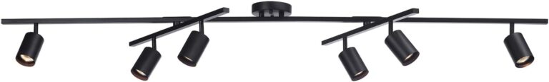 Globe Electric 59463 6-Light Track Lighting, Matte Black Finish, Center Swivel Bars, Adjustable Heads, Dimmable, GU10 Base, Modern Industrial Design