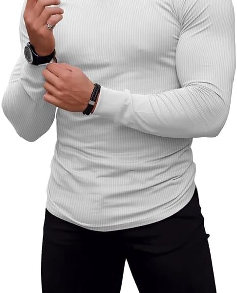 Men's Muscle Stretch Shirts Long&Short Sleeve V Neck Slim Fit Stylish T-Shirts Casual Thermal Underwear