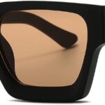 AIEYEZO Square Sunglasses for Women Men Square Thick Frame Sun Glasses Simple Designer Style Shades