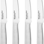 KitchenAid Gourmet Forged Steak Knife Set, High-Carbon Japanese Stainless Steel, 4 Piece, Brushed Stainless Steel